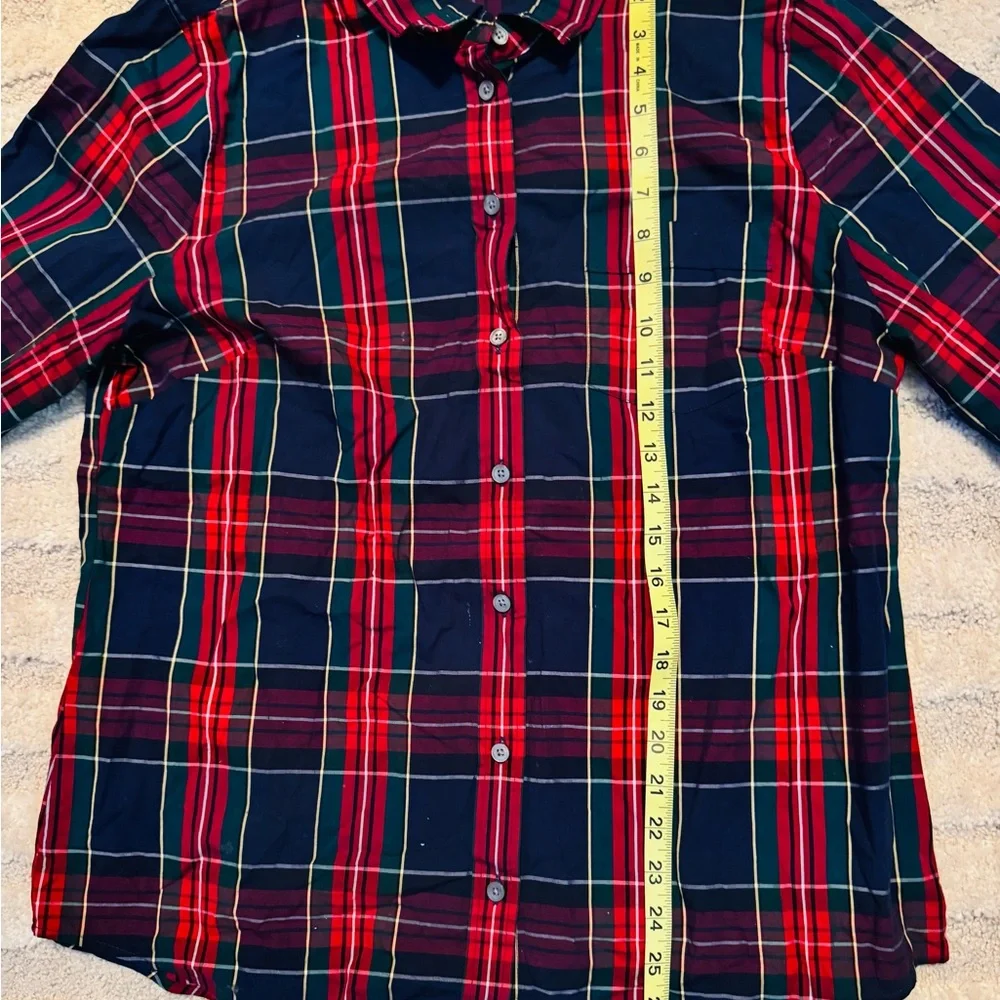 J. Crew Women’s Red and Navy Plaid Shirt - Picture 7 of 8